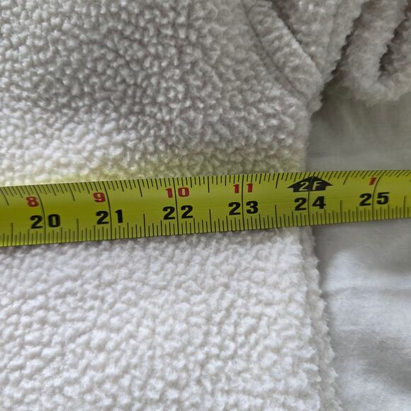 Free People Sherpa Fleece 1/4 Zip Pullover Cropped Cream L Athleisure Gorpcore - Picture 8 of 9